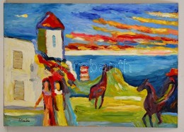 Schéner Mihály (1923-2009): Kilátás A Tengerre. Olaj, Farost, Jelzett, 50×70 Cm - Sonstige & Ohne Zuordnung