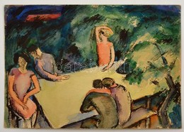 Jelzés Nélkül: Asztalnál. Akvarell, Karton, 25×36  Cm - Sonstige & Ohne Zuordnung