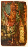 1835 Jelzés Nélkül: Krisztus Ikon. Festett Fa Tábla, Sérült, 17,5×10,5 Cm - Sonstige & Ohne Zuordnung