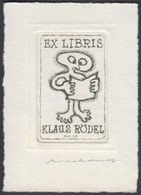 Jörgen Brockdorff-Nielsen (?-?): Ex Libris Klaus Rödel. Rézkarc, Papír, Jelzett, 5×4 Cm - Altri & Non Classificati