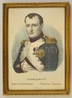 Cca 1810 Napoleon 1er, Empereur Des Français / Kaiser Der Französen, Színezett Kőnyomat, üvegezett Fa Keretben, 30×21 Cm - Estampas & Grabados