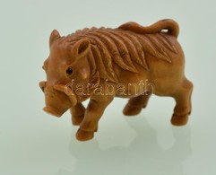 Vaddisznót ábrázoló Antik Elefántcsont Necuke / Boar Netsuke. Ebony. 5 Cm - Other & Unclassified