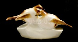 Zsolnay Porcelán Madárpár, Kézzel Festett, Jelzett (Sinkó), Hibátlan, 14,5×7 Cm - Other & Unclassified