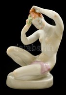 Aquincumi Porcelán Fésülködő Akt, Kézzel Festett, Jelzett, Hibátlan, M: 15,5 Cm - Other & Unclassified