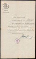 1942 Az Országos Iparművészeti Iskola Elismerő Oklevele Fehérkuti Bálint építész, Iparművésznek,   Szablya-Fischauf Fere - Other & Unclassified