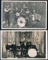 Cca 1930-1940 Kis Zenekarokat ábrázoló Fotók, 2 Db Fotólap, 8,5x13,5 Cm - Other & Unclassified