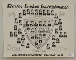 1974 Eötvös Loránd Szakközépiskola Közlekedés Gépgyártó Tagozat, Tanárok és Végzett Diákok Kistablója Nevesített Portrék - Autres & Non Classés