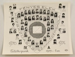 1974 Budapest, Fényes Elek Közgazdasági Szakközépiskola, Tanárok és Végzett Diákok Kistablója Nevesített Portrékkal, 24x - Autres & Non Classés