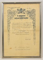 1908 Hadnagyi Kinevezés Tartalékos Honvéd Zászlós Részére, üvegezett Fa Keretben - Other & Unclassified