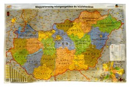 Magyarország Közigazgatása és Közlekedése Nagyméretű Laminált Térkép 120x100 Cm - Altri & Non Classificati