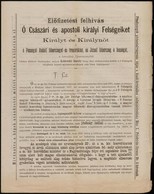 1877 Előfizetési Felhívás I. Ferenc József Császár és Király, Felesége Erzsébet Császárnő és Királynő, Fiuk Rudolf Trónö - Non Classés