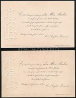 1884 Edvi Illés Aladár (1858-1927) és Szegheő Erzsébet (1866-1930) Díszes, Dombornyomott, Esküvői Meghívói, 2 Db, Boríté - Ohne Zuordnung