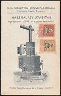 1904 Alfa Separator Kazán Használati Utasítása, A Nyomást Jóváhagyó Fővárosi Engedéllyel és Okmánybélyeggel 12 P 19 Cm - Unclassified