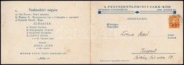 1934 Pestszentlőrinci Sakk-kör Névre Szóló Meghívója Műsoros Táncestélyre, - Ohne Zuordnung