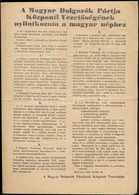 1956 A Magyar Dolgozók Pártja Központi Vezetőségének Nyilatkozata A Magyar Néphez, 1956. Okt. 26., Benne A Forradalom Hí - Ohne Zuordnung