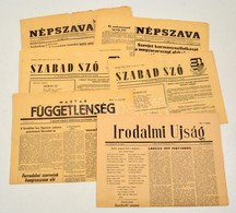 1956 Vegyes 1956-os újság Tétel, Db: 
Szabad Szó. 1956. Okt. 31. (x2) 24. évf. 1. Sz., Magyar Függetlenség. 1956. Okt. 3 - Unclassified