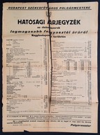 1946 Hatósági árjegyzék Az élelmiszerek Legmagasabb Fogyasztói áráról Nagybudapest Területén, 1946. Nov. 25, A Hajtás Me - Autres & Non Classés