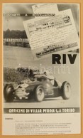 1950 Alfa Romeo Köszönő Reklámnyomtatványa, A Szintén Olasz RIV Cégnek, Amiben Megköszönik A Csapágyaikat, Amelyek Segít - Other & Unclassified