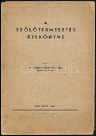 Dr. Kosinsky Viktor: A Szőlőtermesztés Kiskönyve. Bp., 1948, Szerzői Kiadás,(Kapucinus-ny.), 65+3 P. Kiadói Papírkötés,  - Ohne Zuordnung