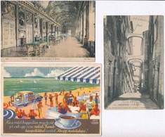 ** 3 Db RÉGI Képeslap / 3 Pre-1945 Postcards: Bordighera, Paris, Frankc Coffee Advertisement - Unclassified