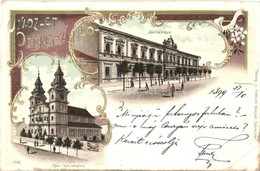 T3 1899 Debrecen, Svetits Intézet, Római Katolikus Templom. Fröhlich Vencel Kiadása. Art Nouveau, Litho  (EK) - Ohne Zuordnung