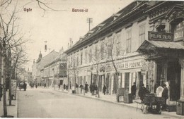 T2/T3 1911 Győr, Baross út, Hotel Royal Szálloda, Schlesinger és Podvinecz, Kováts Dezső, Perl Dávid üzlete. Kiadja Herm - Ohne Zuordnung