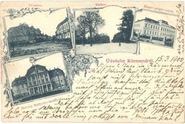 T2/T3 1900 Körmend, Fő Utca, Várkert, Állami Polgári Iskola, Herceg Batthyány Kastély. László Ede Kiadása, Floral  (EK) - Unclassified