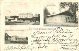 T2/T3 1903 Bikszád-fürdő, Baile Bixad; Vendéglő, Hideg Vízgyógyintézet, Meleg ásványvíz Kádfürdők / Spas, Restaurant  (E - Ohne Zuordnung