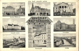 * T2/T3 Nagyvárad, Oradea; Nemzeti Színház, Horthy Miklós Tér, Városháza, Görögkatolikus Püspöki Palota, Csendőr Iskola, - Unclassified