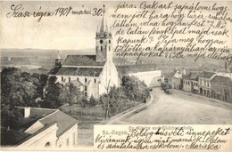 T2 1907 Szászrégen, Reghin; Ev. Kirche Und Mädchenschule / Evangélikus Templom és Leányiskola. Kiadja G. Heiter / Luther - Unclassified