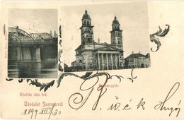 T2 1899 Szatmárnémeti, Szatmár, Satu Mare; Közlekedési Híd, Székesegyház. Kiadja Reizer János / Bridge, Cathedral. Art N - Unclassified