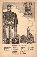 ** T2/T3 Kassa, Kosice; Magyar, Tót és Német Nemzetiségek Népesség Aránya. Címer. Grund V. Utódai (Magyar Nemzeti Szövet - Unclassified