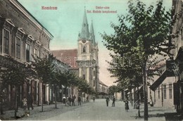 T3 Komárom, Komárno; Nádor Utca, Szent András Templom, üzletek. Kiadja Laky Béla / Street View, Church, Shops (EB) - Ohne Zuordnung