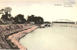 * T2 Komárom, Komárno; Pohled Na Dunaj / Duna, Kikötő, Gőzhajó, Híd. L. H. K. 555. / Danube Bridge, Port, Steamship - Ohne Zuordnung