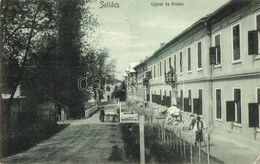T2/T3 1907 Szliács, Sliac; Újpest és Bristol Szálloda, Utcakép A Mosnivalóval / Spa, Hotels, Street View With The Laundr - Unclassified
