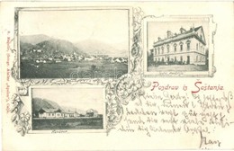 T2 1902 Sostanj, Schönstein; Hotel Austrija, Kolodvor / Bahnhof / General View, Hotel Austria, Railway Station. S. Magol - Non Classés