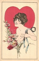 ** T2/T3 Fleurs D'Amour / Nude Lady, Erotic Art Postcard, SErie No. 46. (kopott Sarkak / Worn Corners) - Ohne Zuordnung