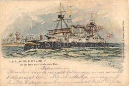 T2/T3 1904 SMS Kaiser Franz Josef I. Auf Der Fahrt Von Colombo Nach Aden. K.u.K. Kriegsmarine Art Postcard. A. Reinhard' - Zonder Classificatie