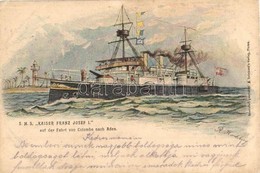 T2/T3 1904 SMS Kaiser Franz Josef I. Auf Der Fahrt Von Colombo Nach Aden. K.u.K. Kriegsmarine Art Postcard. A. Reinhard' - Unclassified