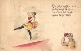 T3 Litá Jako Muska Zlatá... / Humorous Art Postcard With Dancer And Man. Litho  (fa) - Unclassified