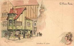 ** T2/T3 Le Vieux Paris, Carrefour St. Julien. Litho S: A. Robida (kis Szakadás / Small Tear) - Zonder Classificatie