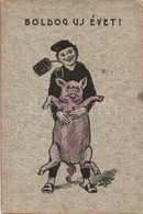 T2 1905 Boldog Új Évet! / New Year Greeting Art Postcard With Chimney Sweeper And Pig - Non Classificati