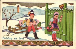 T2/T3 'Boldog új évet!' / New Year Greeting Postcard, Pigs, Folklore, S: Gyulai (EK) - Unclassified