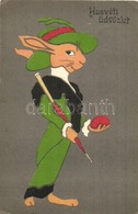 T2/T3 Húsvéti üdvözlet! / Art Nouveau Rabbit, Easter Greeting. EAS 15589. Litho (EK) - Ohne Zuordnung
