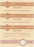 1991. Kárpótlási Jegyről Szóló Utalvány 10.000Ft-os Névértékben (3x) Sorszámkövetők, 'U' Sorozat', Szárazpecséttel T:I - Ohne Zuordnung