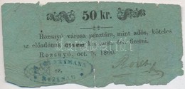 Rozsnyó 1860. 50kr 'Rozsnyó Városa Pénztára, Mint Adós' T:III-,IV
Adamo ROZ-3.3.2 - Non Classés