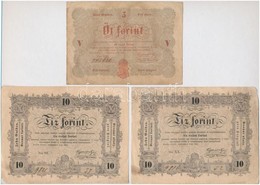 1848. 5Ft Vörösesbarna + 10Ft (2x) 'Kossuth-bankó' T:III Szakadás - Ohne Zuordnung