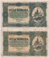 1920. 20K (2xklf) Egyiknél Sorszámok Között Pont T:III,III- - Unclassified