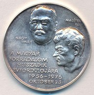 1976. 'A Magyar Forradalom Huszadik évfordulójára 1956-1976 Október 23.' Peremén Jelzett Ag Emlékérem (24g/0.999/38mm) T - Ohne Zuordnung