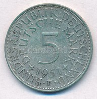 NSZK 1951F 5M Ag T:2,2- 
FRG 1951F 5 Mark Ag C:XF,VF - Ohne Zuordnung